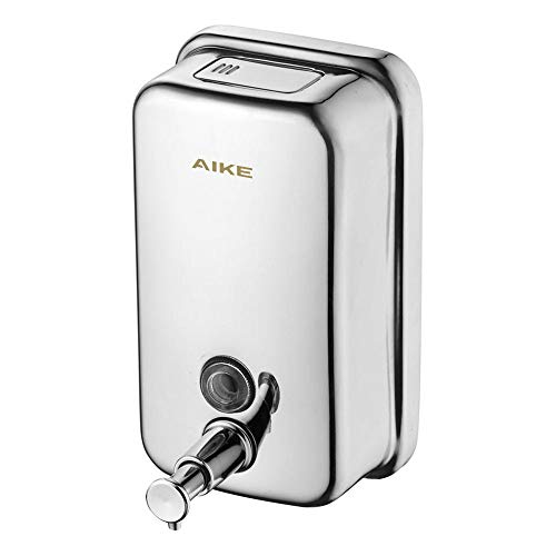 AIKE® AK1001 Dispensador de jabón líquido montado en la Pared para baño y Cocina,Acero Inoxidable Pulido(500ml)