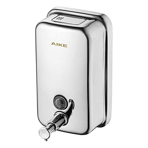 AIKE® AK1001 Dispensador de jabón líquido montado en la Pared para baño y Cocina,Acero Inoxidable Pulido(500ml) AIKE® AK1001 Dispensador de jabón líquido montado en la Pared para baño y Cocina,Acero Inoxidable Pulido(500ml)
