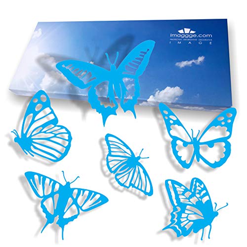 Alerta de ventana – Adhesivos anticolisión para evitar golpes de personas y pájaros en vidrio – Juego de 18 pegatinas detalladas de mariposas – Color: azul