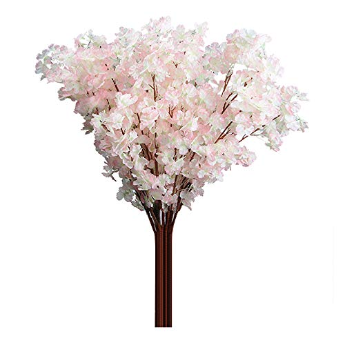 Amesii - Ramo de flores artificiales de cerezo para decoración del hogar (1 unidad, 3 ramas), color rosa claro