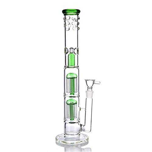 Aoheuo - Bong de cristal, 18 mm de altura, 42 cm de altura, tubos para fumar, aceite, cristal, bong, tubo de filtro de agua (verde)