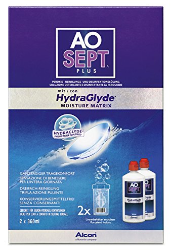 Aosept Plus con hydraglyde, pack de 2 (2 x 360 ml)