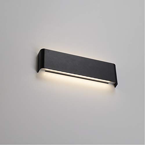 Aplique de pared LED impermeable de tira larga negra estilo moderno de 8W, se puede instalar en interiores y exteriores, luz cálida (4000K) [Clase de eficiencia energética A ++])