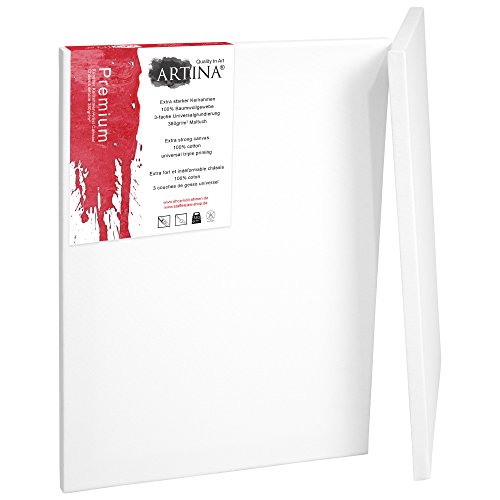 Artina Premium - Set de 2 Piezas - 80x100 cm - Lienzos Blancos para Pintar - con Bastidor 380g/m²