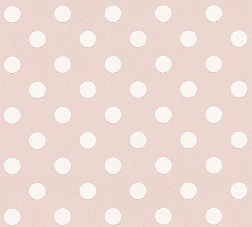 A.S. Création 369343 36934-3 Boys & Girls 6 - Papel pintado (10,05 x 0,53 m), diseño de lunares, color rosa y blanco