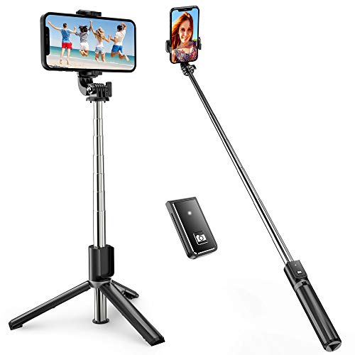 ATUMTEK Palo Selfie, Palo Selfie Trípode con Bluetooth Extensible hasta 1 m con Control Remoto para iPhone 12/11/11 Pro/X/XS/8/7 Plus, Samsung Galaxy S10/S9, Huawei y Teléfonos Android