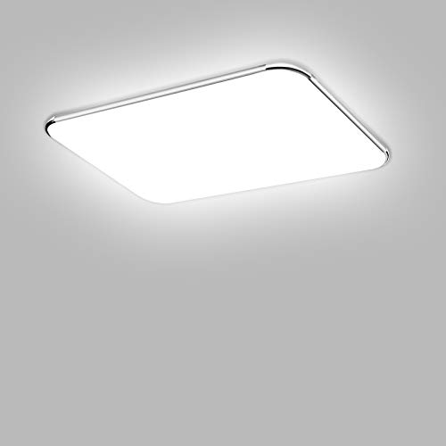 Aufun Plafón LED 48W, plafón para pasillo, cocina, salón, oficina, lámpara moderna, clase de protección IP44, luz de bajo consumo, 650X430 mm, blanco frío (6000-6500K)