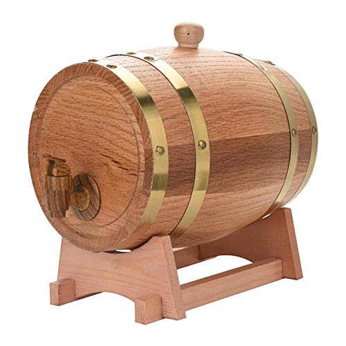 Barriles De Vinificación, 1.5L/3L/5L/10L Barril De Vino De Madera De Roble Vintage Para Cerveza Whisky Ron Puerto Para Whisky, Cerveza, Vino, Borbón, Tequila, Ron, Salsa Picante y Más(3L)