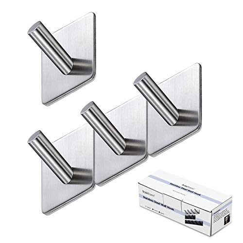 BasicForm Colgador Adhesivo de Acero Inoxidable Ultra Fuerte Adhesivo sin Daños 4 Pieza BasicForm Colgador Adhesivo de Acero Inoxidable Ultra Fuerte Adhesivo sin Daños 4 Pieza