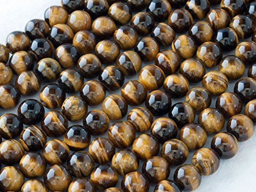 Beads Ok, Abalorios Cuentas Piedra Semipreciosa Ojo Tigre Calidad AA Naturales Esferas Bola Redonda 6mm Cerca de 38cm un Tira, Vendido por Tira. 6mm Round Natural Tiger Eye AA Grade Gemstone Bead