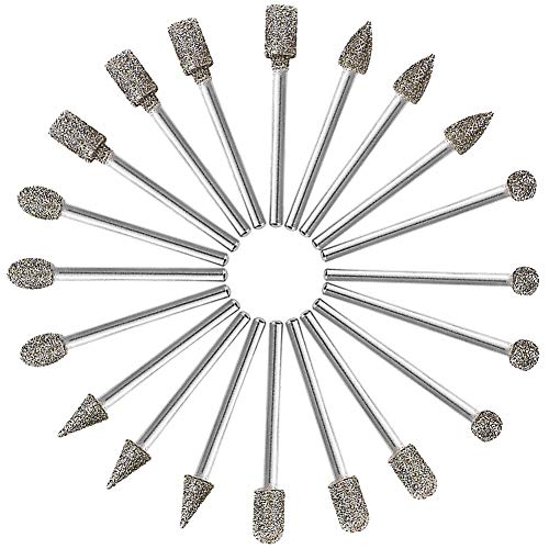 BESLIME Juego de Brocas de Diamante Muela - Diamond Burr Set, Accesorios para Herramientas Rotatorias/Bricolaje, Carpintería, Herramientas de Grabado- 3 mm de vástago, 20 Piezas BESLIME Juego de Brocas de Diamante Muela - Diamond Burr Set, Accesorios para Herramientas Rotatorias/Bricolaje, Carpintería, Herramientas de Grabado- 3 mm de vástago, 20 Piezas