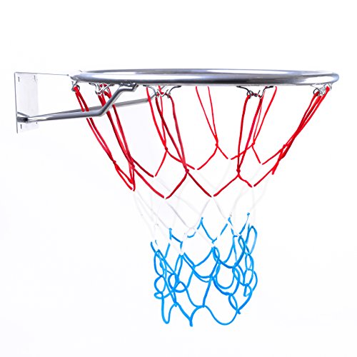 BESTIF Canasta de baloncesto para exteriores para niños | Canasta de baloncesto para habitación | Anillo con red | Color plata | Diámetro 45 cm
