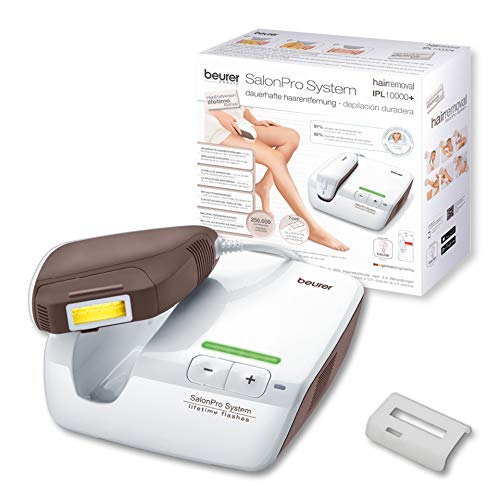 Beurer IPL10000+ - Depiladora de luz, pulsada con base, depilación definitiva, 250.000 pulsaciones, 3 niveles intensidad, función deslizar sin levantar, filtro UV, app IPL color blanco