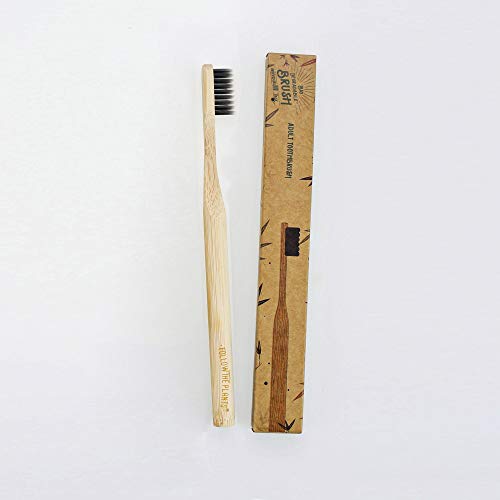 BIO BRUSH® Color Natural | SUAVE | Cepillo de dientes de bambú de primera calidad | Cerdas impregnadas con Carbón Activado |