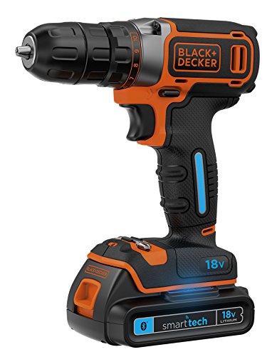 Black+Decker 18 V, 1.5 Ah – Taladro atornillador (, 2 Smart Tech con puerto USB, doble Bit, Rápido de Cargador y maletín, 1 pieza, bdcdc 18kbst