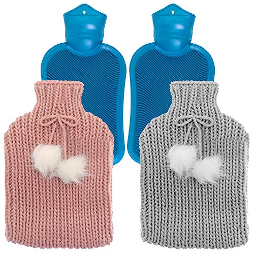 Bramble 2 Botellas de Agua Caliente con Fundas Tejidas - 2L - (Rosa y Gris) Bramble 2 Botellas de Agua Caliente con Fundas Tejidas - 2L - (Rosa y Gris)