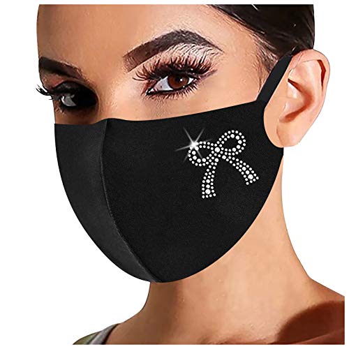 Bufanda protectora a prueba de viento con brillo brillante con estampado de diamantes negro Enmascarar de moda con orejeras ajustables para regalos de mujer