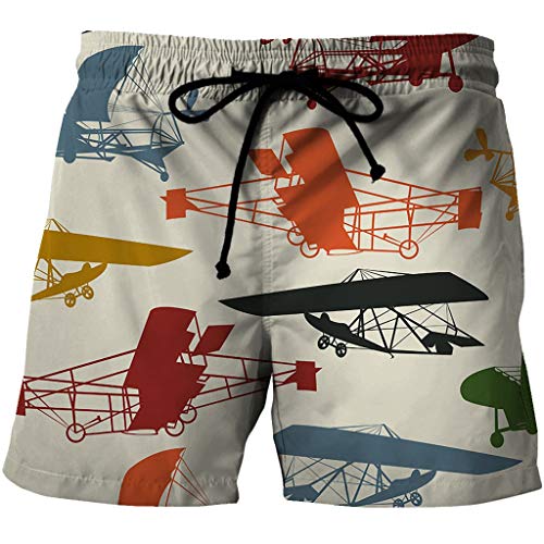 BZPOVB Cofres De Playa For Hombre Pantalones Cortos De Secado Rápido - Casual 3D Antiguo Plano De Color Verano De La Impresión del Traje De Baño Pantalones con Bolsillo Y Forro De Malla