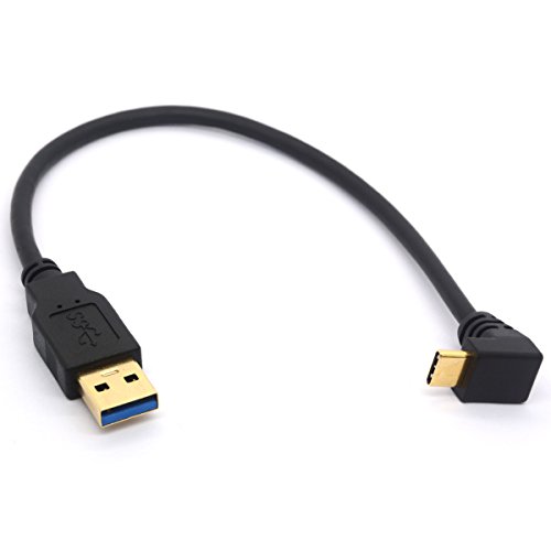 Cable de extensión USB tipo C de 25 cm chapado en oro USB 3.0 macho a 90 grados de ángulo descendente tipo C Cable de datos USB C de sincronización de datos