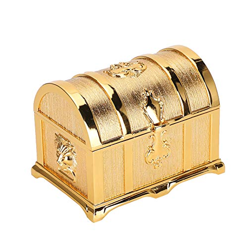 Caja de almacenamiento vintage y de metal, estilo europeo dorado, estilo retro, joyero de estilo pirata, para fotografía, decoración del hogar