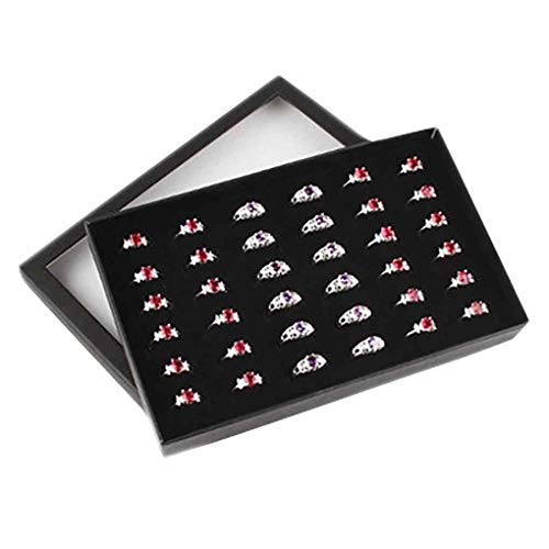 Caja transparente de PVC con 36 ranuras para anillos, caja de almacenamiento, exhibición de pendientes, organizador de joyas, conveniente y práctico Caja transparente de PVC con 36 ranuras para anillos, caja de almacenamiento, exhibición de pendientes, organizador de joyas, conveniente y práctico