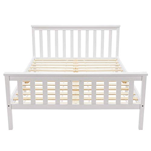 Cama doble de madera con marco de madera para adultos, niños, adolescentes (135 x 190 cm) Cama doble de madera con marco de madera para adultos, niños, adolescentes (135 x 190 cm)