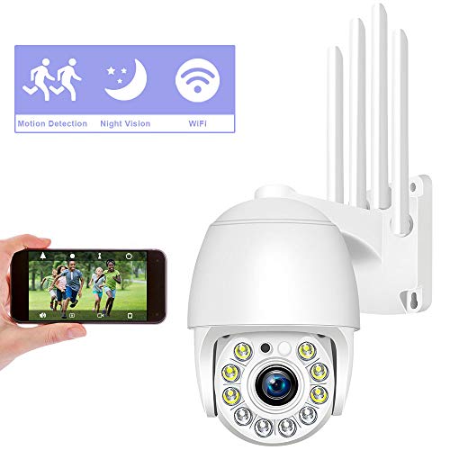 Cámara Domo Exterior WiFi Impermeable, Aottom 1080P Cámara IP inalámbrica 360° WiFi con Detector de Movimiento Alarma, Audio de Dos Vías, Visión Nocturna para App CamHi, Soporta Tarjeta SD MAX 128G