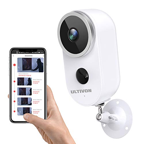 Cámara Vigilancia Exterior WiFi con Batería Recargable Inalámbrica, Ultivon A4 Cámara IP 1080P con Audio Bidireccional Visión Nocturna Impermeable PIR Detección de Movimiento para Hogar Seguridad