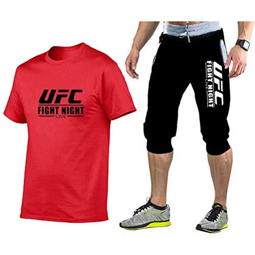 Camiseta Estampada Camiseta para Adultos Camisa Deportiva Camisa, Lucha Mixta UFC Impresión Media Manga Y Pantalones Cortos, Regalos para Fanáticos De UFC (Size : XX-Large)