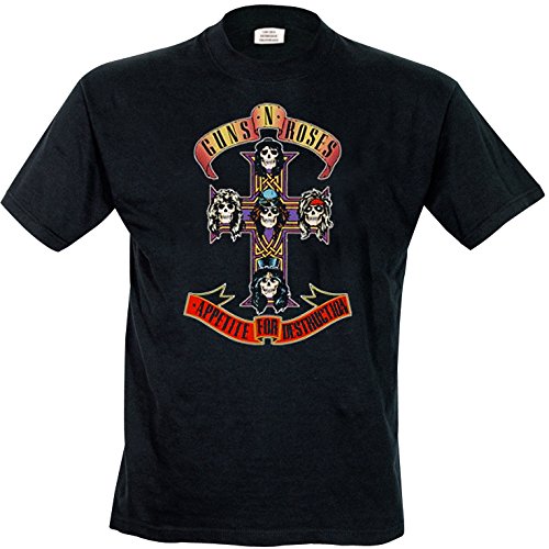 Camiseta oficial del disco «Appetite for destruction» de Guns’n Roses, todos los tamaños negro XXX-Large Camiseta oficial del disco «Appetite for destruction» de Guns’n Roses, todos los tamaños negro XXX-Large