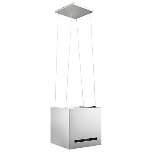 Campana extractora de isla 530 m³ / h Acero inoxidable Pantalla LED Campanas extractoras con control táctil Plata, Extractor de isla Campana extractora de isla 530 m³ / h Acero inoxidable Pantalla LED Campanas extractoras con control táctil Plata, Extractor de isla