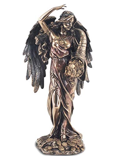 CAPRILO Figura Clasica Decorativa Diosa Señora Fortuna Resina Bronce. 28 x 14 x 10 cm.