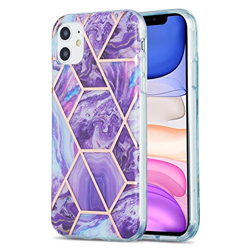 Carcasa de silicona para iPhone 11 (6,1 pulgadas), diseño de mármol IMD, flexible, color morado oscuro Carcasa de silicona para iPhone 11 (6,1 pulgadas), diseño de mármol IMD, flexible, color morado oscuro