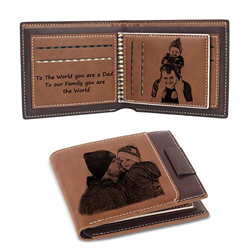 Cartera Personalizada para Hombre, Cartera de Piel grabada Personalizada, Cartera Personalizada con Foto Personalizada