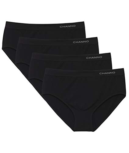 Channo Pack de 4 Braguitas Algodón Talle Alto Sin Costuras. Elásticas, Suaves y cómodas, Colores Lisos (Negro, XXL)