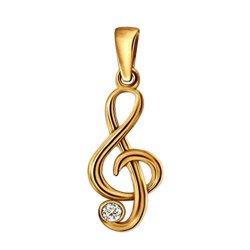 Clever joyas dorado Música Colgante Pequeño Ordenador Llave 15 mm con circonitas en blanco y brillante 333 Oro 8 quilates