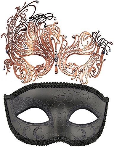 Coddsmz 2 Pack Set Máscaras Masquerade Ball Halloween Disfraces para Hombres y Mujeres