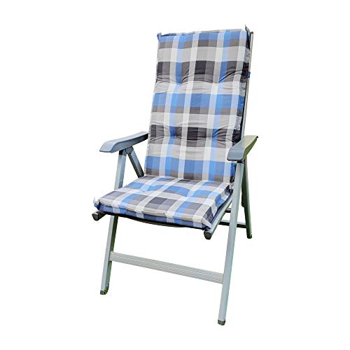 Cojín para silla de jardín con respaldo alto, color gris azul