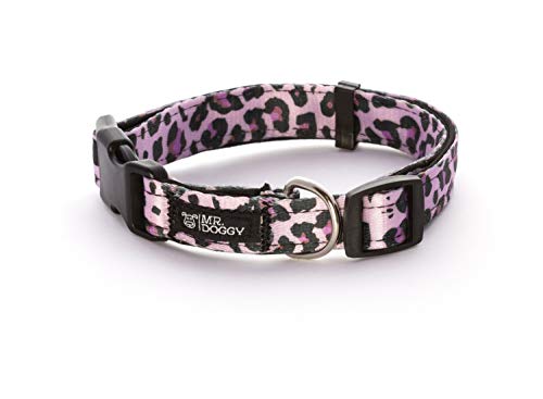 Collar Perro Nylon - Ajustable Tamaños - para Perros Pequeño, Mediano y Grande - Collares Accesorios Mascotas (S - 1,5 x 28-40 cm, Pink Leopard)