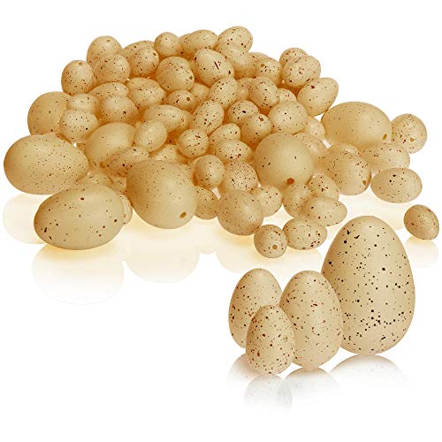 com-four® Huevos de Pascua 96x como decoración de Pascua - Huevos de Pascua Decorativos con un patrón de Aspecto Natural - Huevos de Aves Artificiales en Cuatro tamaños (Set02 - marrón con motas)