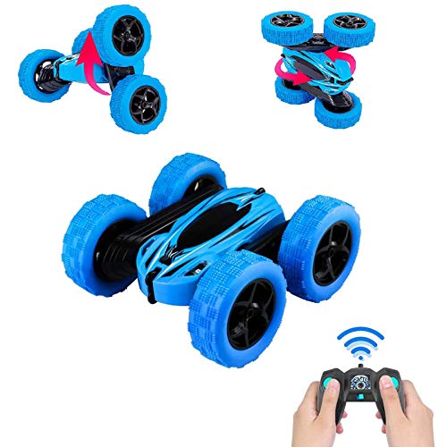 Coriver Coche de Control Remoto, 2.4Ghz 4WD Doble Cara Giro 360 ° Coche eléctrico de Acrobacias RC de Alta Velocidad con Faros LED Batería Recargable, Coches de Choque controlados por Radio Coriver Coche de Control Remoto, 2.4Ghz 4WD Doble Cara Giro 360 ° Coche eléctrico de Acrobacias RC de Alta Velocidad con Faros LED Batería Recargable, Coches de Choque controlados por Radio