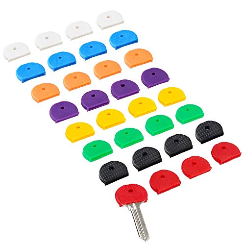 Cubierta de Llave Colores,32 Pack Funda de Teclado Etiquetas Tapa de Llaves de Identificación para Casa Oficina Hotel Goma Media Ronda