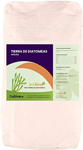 CULTIVERS Tierra de Diatomeas 25 kg Molienda. 100% Natural y Ecológico. Grado alimenticio E55IC. No Calcinada de alta pureza, sin tratamientos ni residuos.
