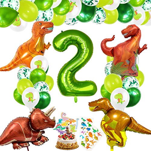 Decoracion Cumpleaños Dinosaurios, Globos de Cumpleaños Dinosaurios, Globo Numero 2 Verde, Globos Dinosaurios, Globos de Cumpleaños 2 Años, Globos Grandes Gigantes Helio