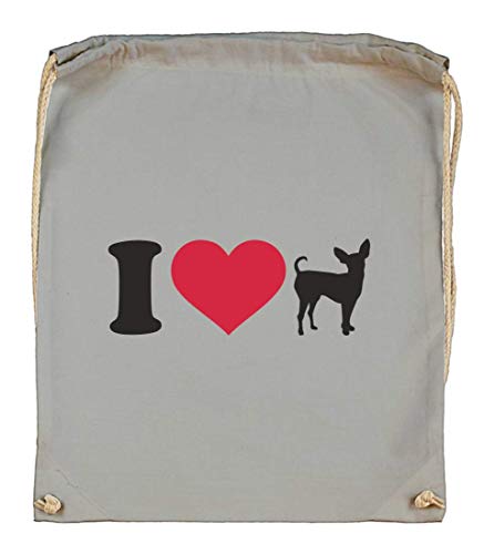 Druckerlebnis24 - Bolsa de tela de algodón orgánico, diseño con texto "I Love Prague Ratter", color gris, tamaño talla única