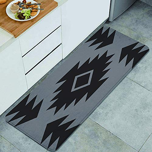 DYCBNESS alfombras de Cocina Antideslizantes Lavables,Fondo Cuadrado patrón Abstracto,con Parte Trasera de Goma, felpudos para Interiores y Exteriores 45x120cm