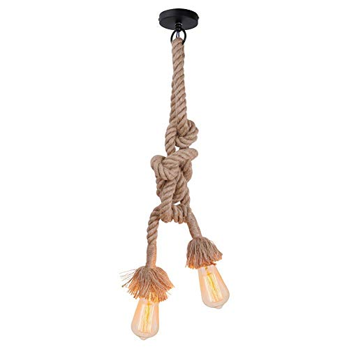 E27 Lámpara colgante industrial 1m cuerda de cabeza de cáñamo Iluminación Retro Estilo Comedor Restaurante Cafe Bar Iluminación Uso longitud 50cm+50cm sin bombilla E27 Lámpara colgante industrial 1m cuerda de cabeza de cáñamo Iluminación Retro Estilo Comedor Restaurante Cafe Bar Iluminación Uso longitud 50cm+50cm sin bombilla