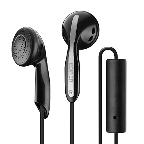 Edifier P180 Auriculares con micrófono y Control de Volumen Tipo de botón estéreo Auriculares Intra Earphone y Control Remoto con micrófono Negro