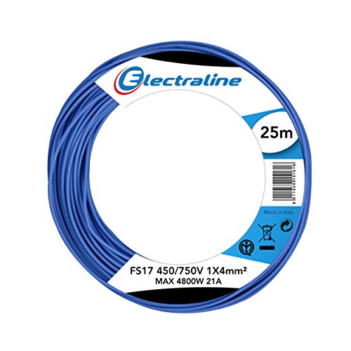 Electraline 13232 - Cable unipolar FS17, 25 m, sección 1 x 4 mm2, apto para cableado de cuadros eléctricos, circuitos eléctricos de ascensores, montacargas