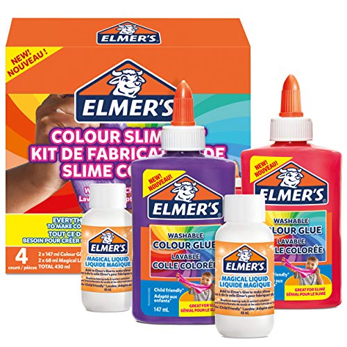 Elmer’s Kit Slime de Color Opaco, incluido pegamento de PVA colorido lavable, surtido de colores, con activador líquido mágico, 4 unidades Elmer’s Kit Slime de Color Opaco, incluido pegamento de PVA colorido lavable, surtido de colores, con activador líquido mágico, 4 unidades